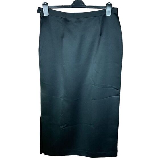VIE by Victoria Royal Maxi Skirt A-Line Black Lined Side Zipper Side Slit 16 - Picture 2 of 12